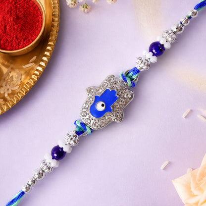 Designer Evil Eye Charm Rakhi with Studded Beads 