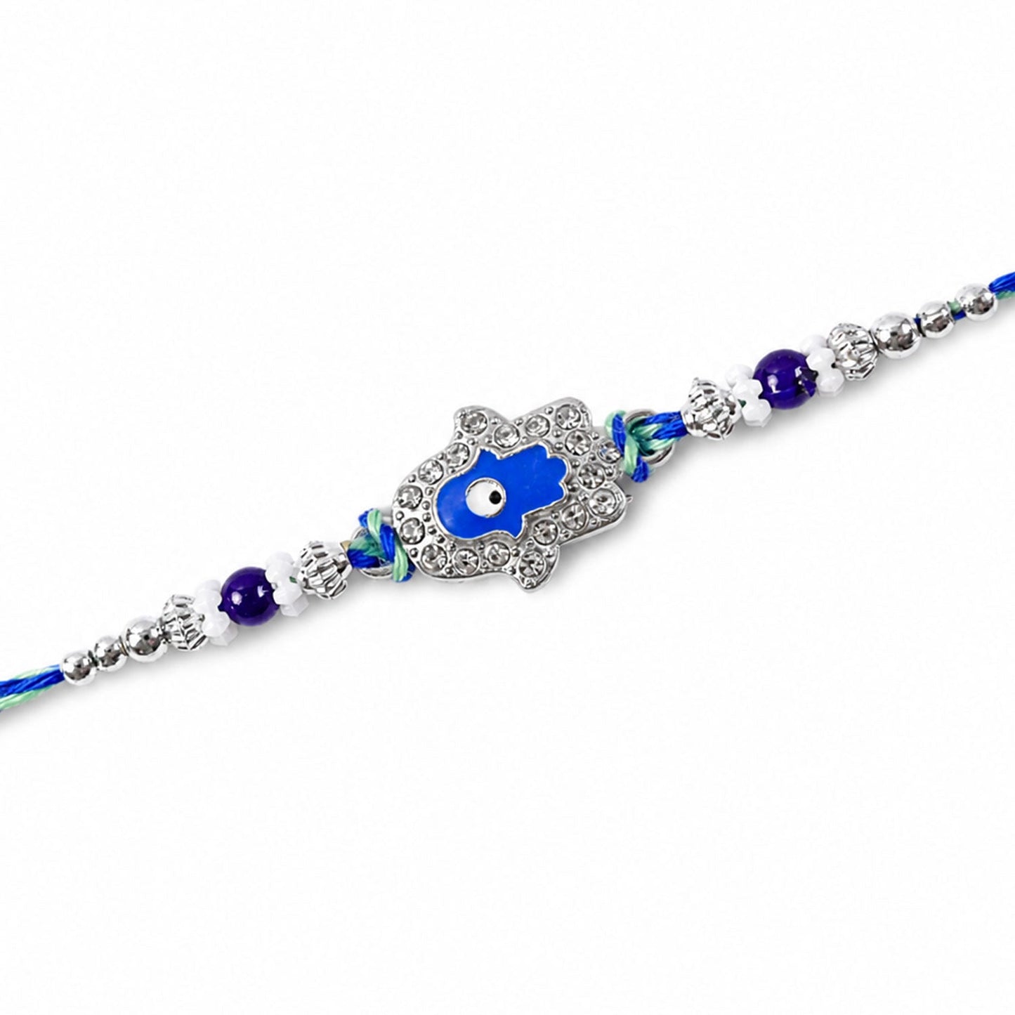 Designer Evil Eye Charm Rakhi with Studded Beads 
