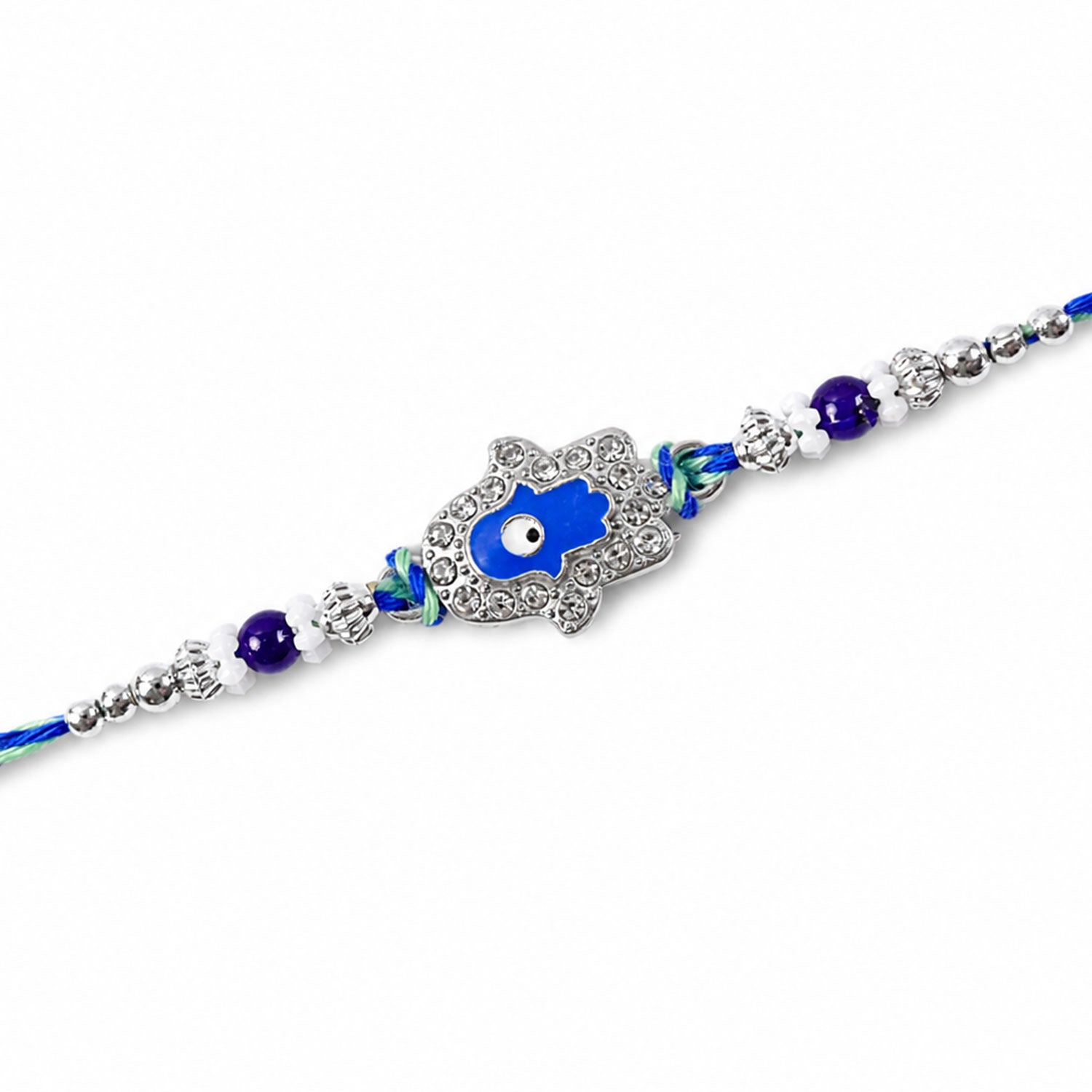 Designer Evil Eye Charm Rakhi with Studded Beads 