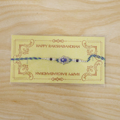 Designer Evil Eye Charm Rakhi with Studded Beads 