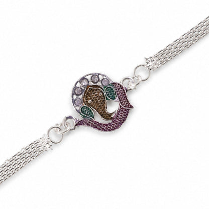 Ganesha Chain Rakhi with Stone Charm and Bracelet Style Detail