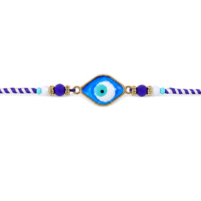 Stylish Evil Eye Rakhi with Beaded String and Protective Center Charm