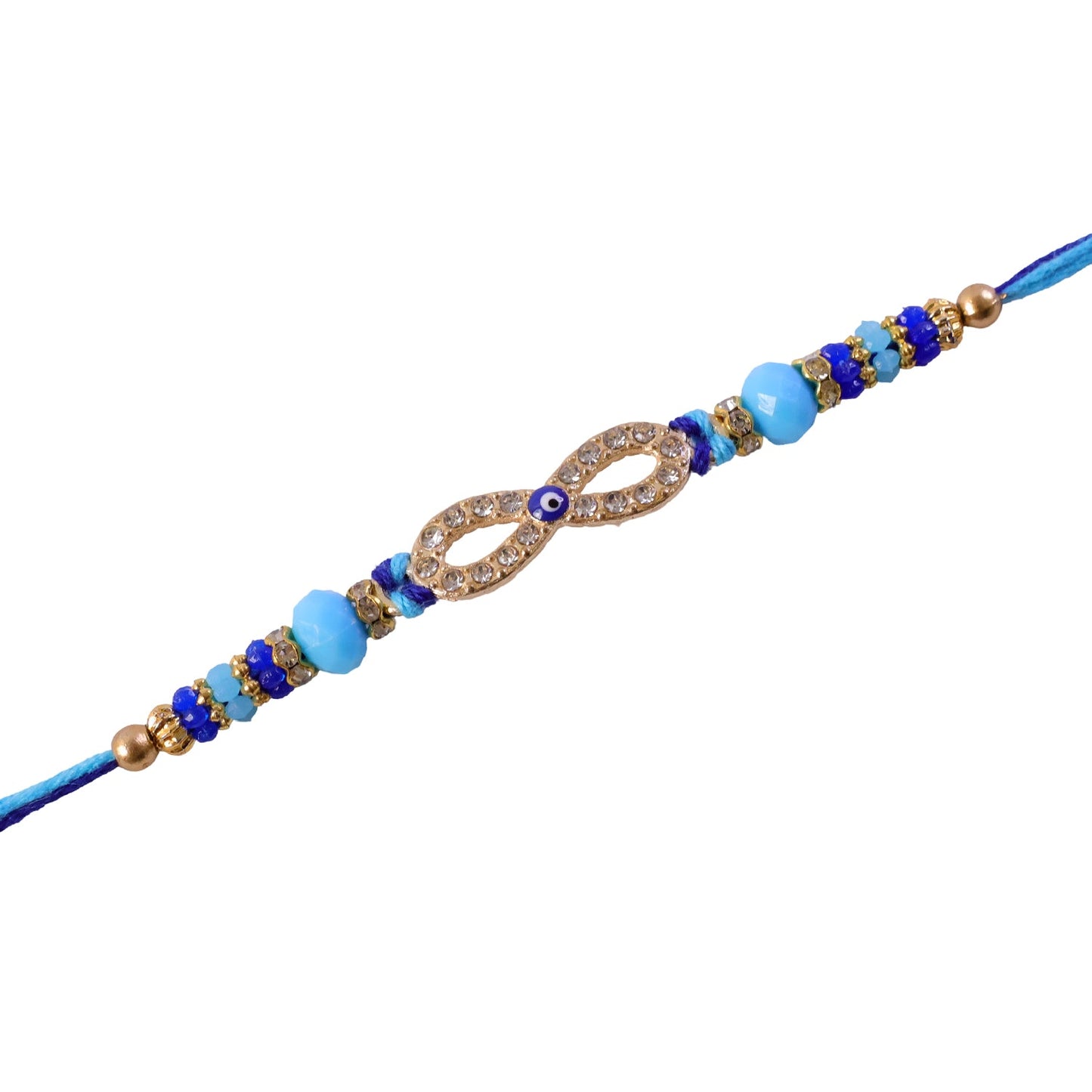 Infinity Evil Eye Stone Beaded Rakhi with Elegant Link Center Detail Design