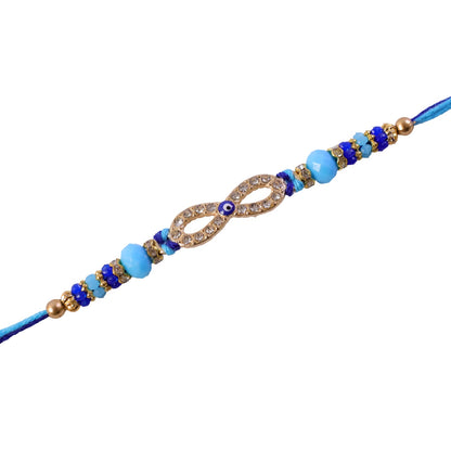 Infinity Evil Eye Stone Beaded Rakhi with Elegant Link Center Detail Design