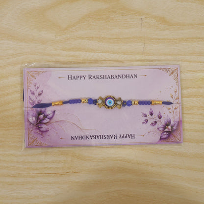 Evil Eye Kundan Rakhi with Beaded String and Protective Center Charm