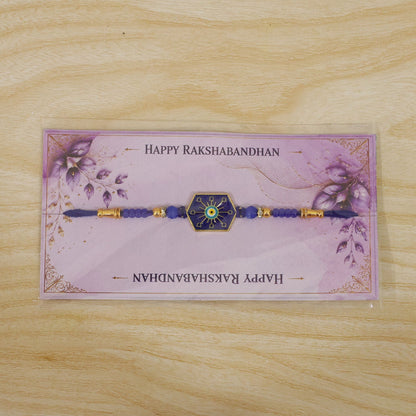 Stylish Hexagon Nazar Evil Eye Enamel Crystal Beads Designer Rakhi