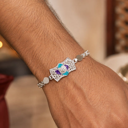 Premium Stone Chain Rakhi with Ornamental Center and Beaded Detail