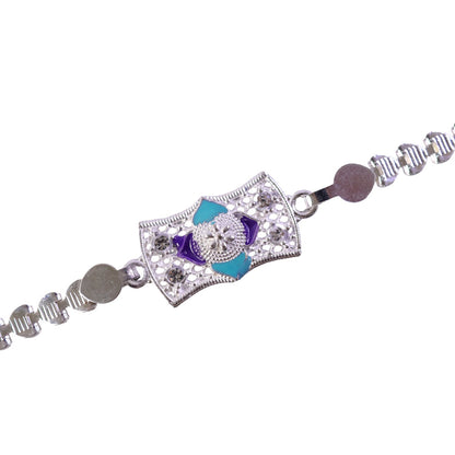 Premium Stone Chain Rakhi with Ornamental Center and Beaded Detail
