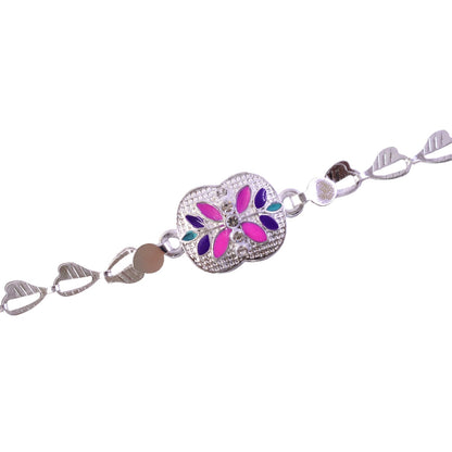 Premium Floral Stone Chain Rakhi with Elegant Center Charm Detail