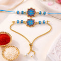 Premium Floral Chakra Bhai Bhabhi Lumba Rakhi with Beaded Detail