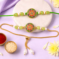 Round Mandala Meenakari Kundan Beads Bhai Bhabhi Rakhi Lumba Set