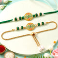 Round Nazar Evil Eye Meenakari Kundan Beads Bhai Bhabhi Rakhi Lumba Set
