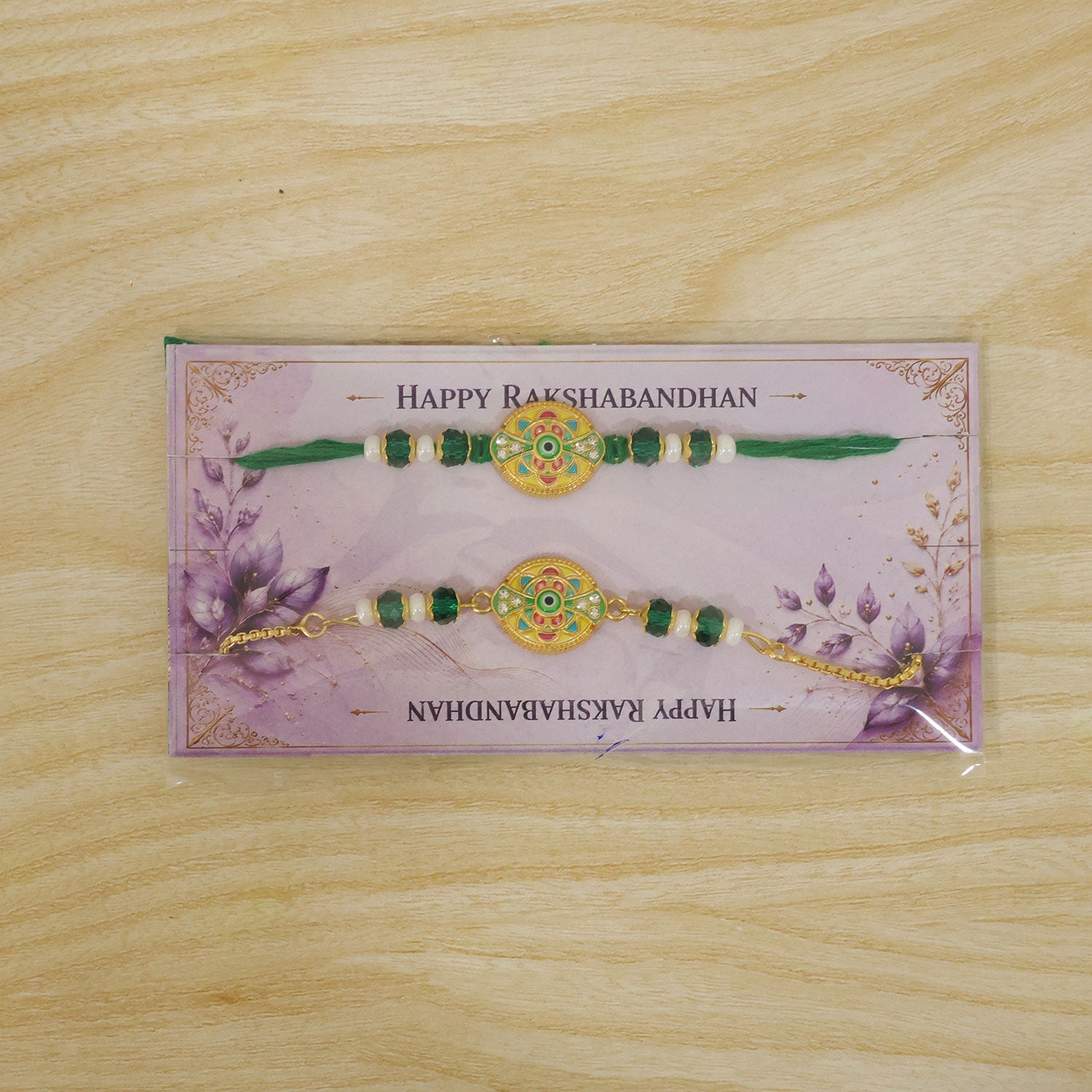 Round Nazar Evil Eye Meenakari Kundan Beads Bhai Bhabhi Rakhi Lumba Set