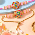 Premium Meenakari Mosaic Square Beads Bhai Bhabhi Rakhi Lumba Set
