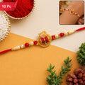 Rakhi Elegant Pearl Beads with Damaru Charm for Brothers (10pcs)