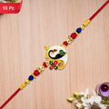 Ganesha Rakhi with Peacock Enamel Charm Festive Elegance (10pcs)