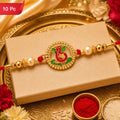 Ganesha Rakhi Traditional Enamel & Golden Beads for Raksha Bandhan (10pcs)