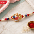 Peacock Kundan Beaded Designer Rakhi with Pearl Detail Work (10pcs)