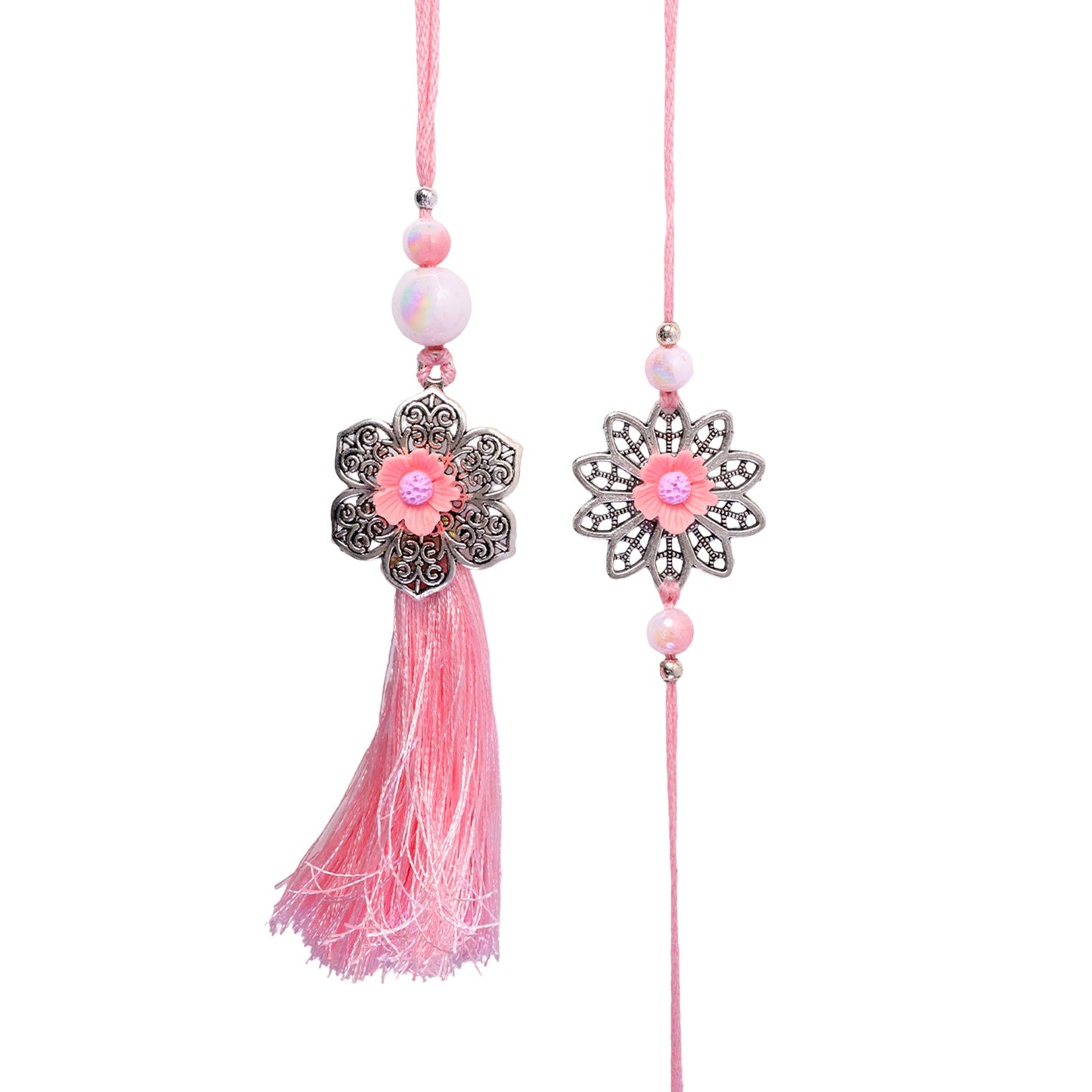 Premium Elegant Flower Design bhai bhabhi Lumba Rakhi for Raksha Bandhan