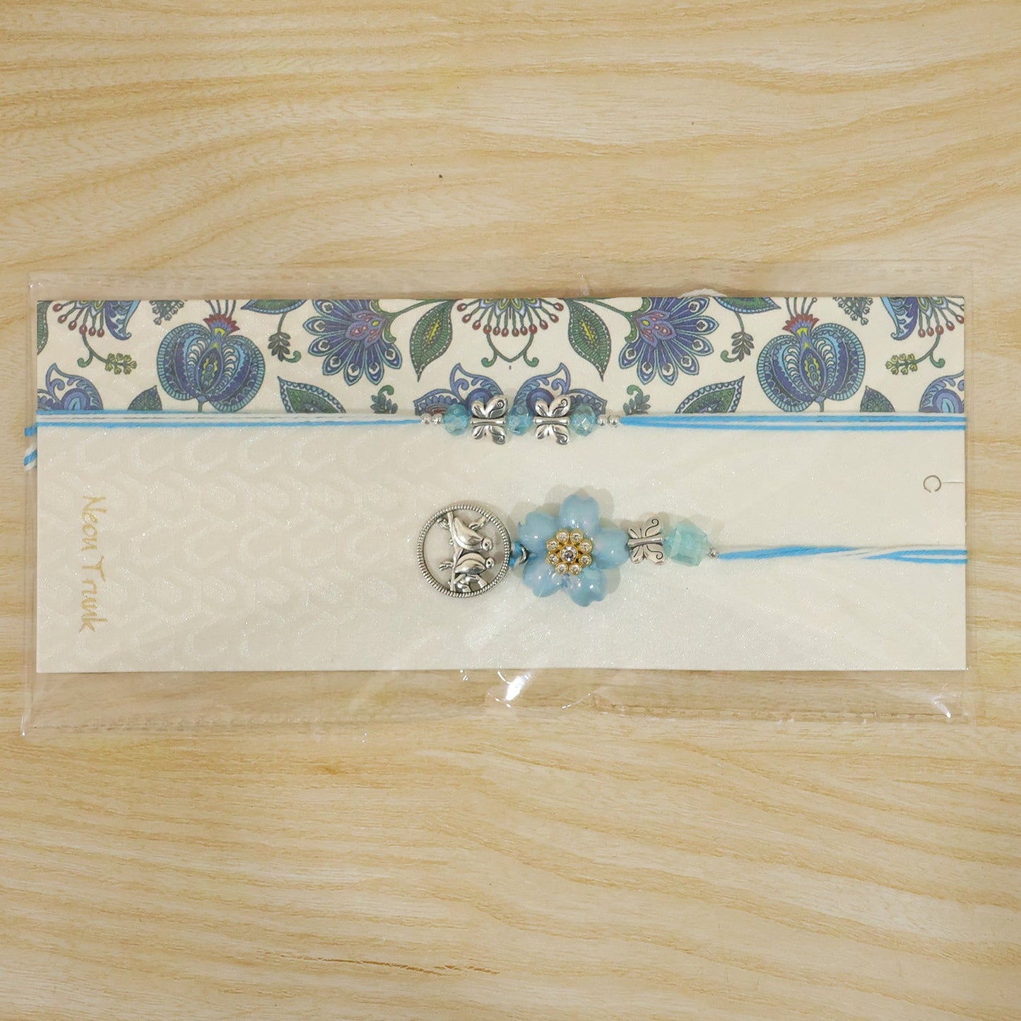 Premium Stylish Beads Flower Motif Bhai Bhabhi Lumba Rakhi Gift