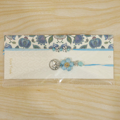 Premium Stylish Beads Flower Motif Bhai Bhabhi Lumba Rakhi Gift