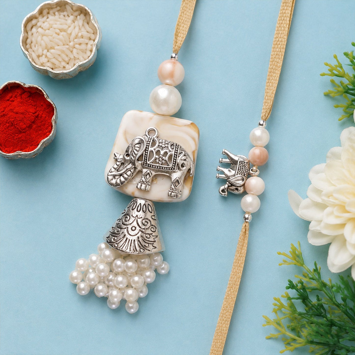 Premium Elephant Motif Raksha Bandhan Bhai Bhabhi Lumba Rakhi