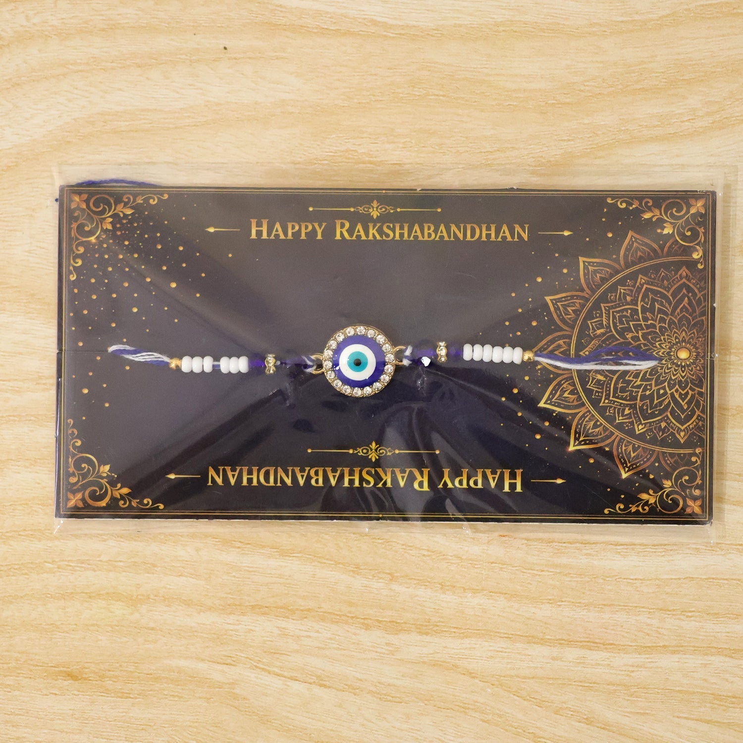 Classic Evil Eye Kundan Beaded Rakhi with Round Protective Charm