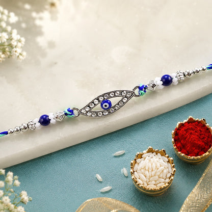 Designer Nazar Evil Eye Studded Stylish Beads Rakhi for Brother