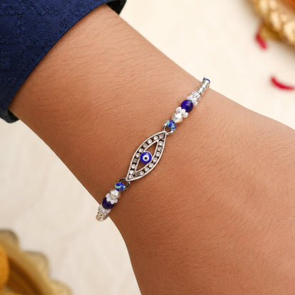 Designer Nazar Evil Eye Studded Stylish Beads Rakhi for Brother
