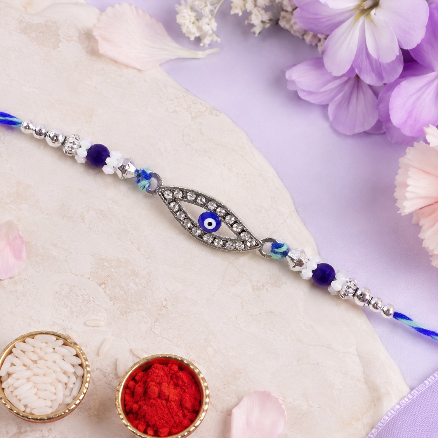 Designer Nazar Evil Eye Studded Stylish Beads Rakhi for Brother