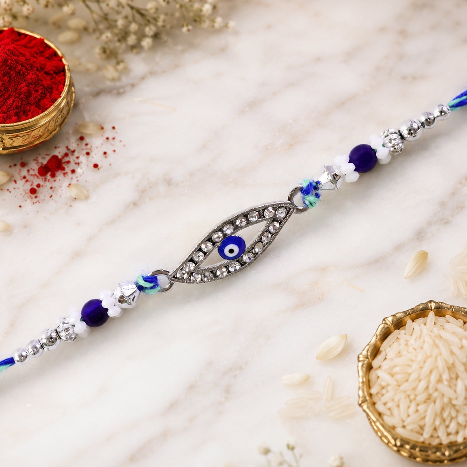 Designer Nazar Evil Eye Studded Stylish Beads Rakhi for Brother