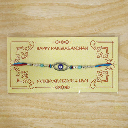 Marquise Nazar Evil Eye Turquoise Stylish Bead Rakhi For Brother