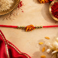 Elephant Motif Golden Stylish Bead Traditional Rakhi
