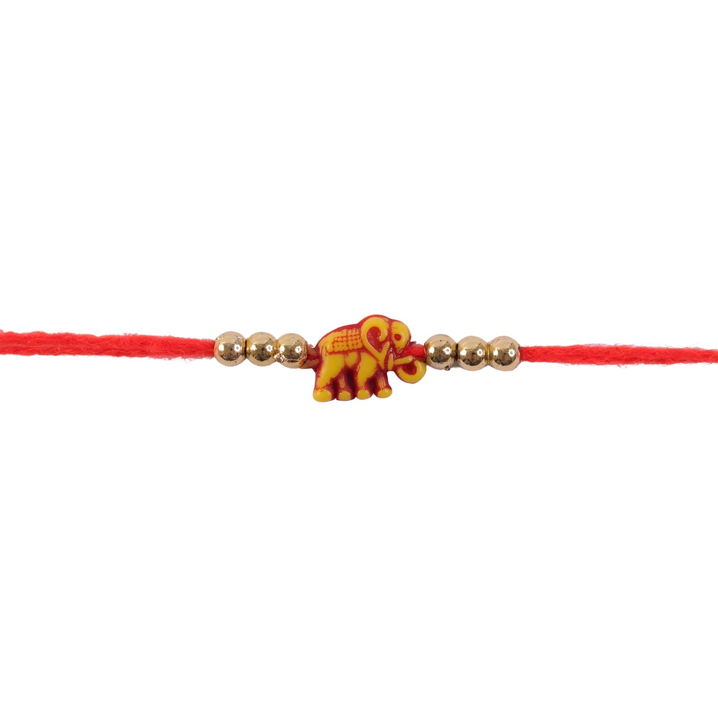Elephant Motif Golden Stylish Bead Traditional Rakhi