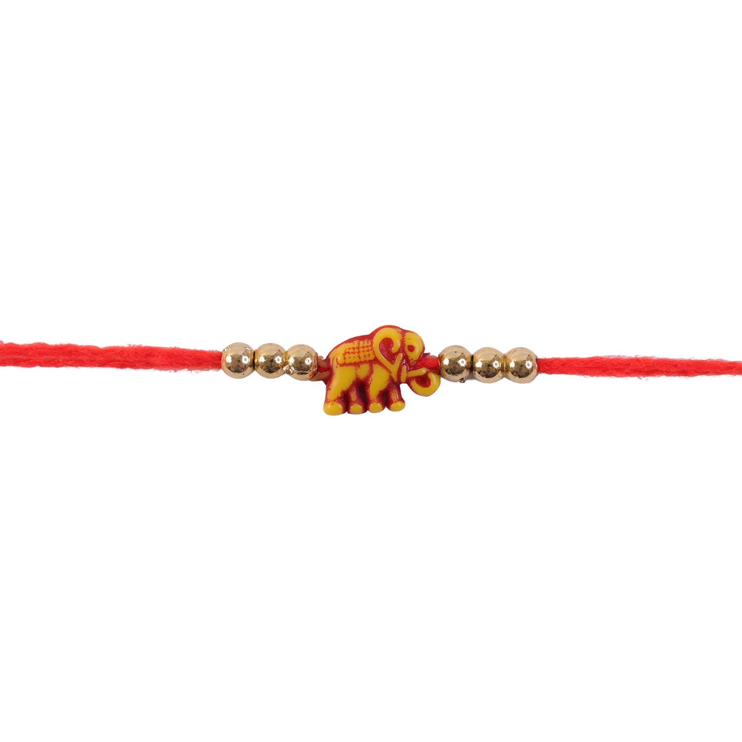 Elephant Motif Golden Stylish Bead Traditional Rakhi