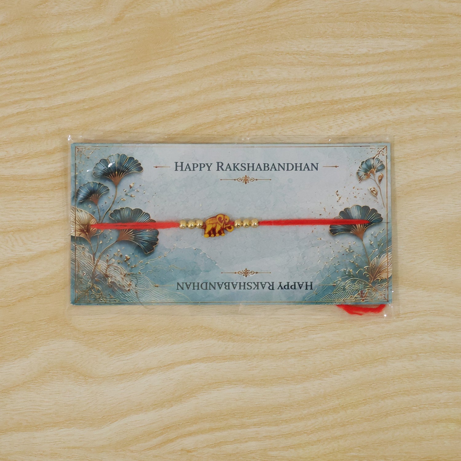 Elephant Motif Golden Stylish Bead Traditional Rakhi