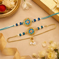 Round Mandala Floral Enamel Crystal Beads Bhai Bhabhi Rakhi Lumba Set