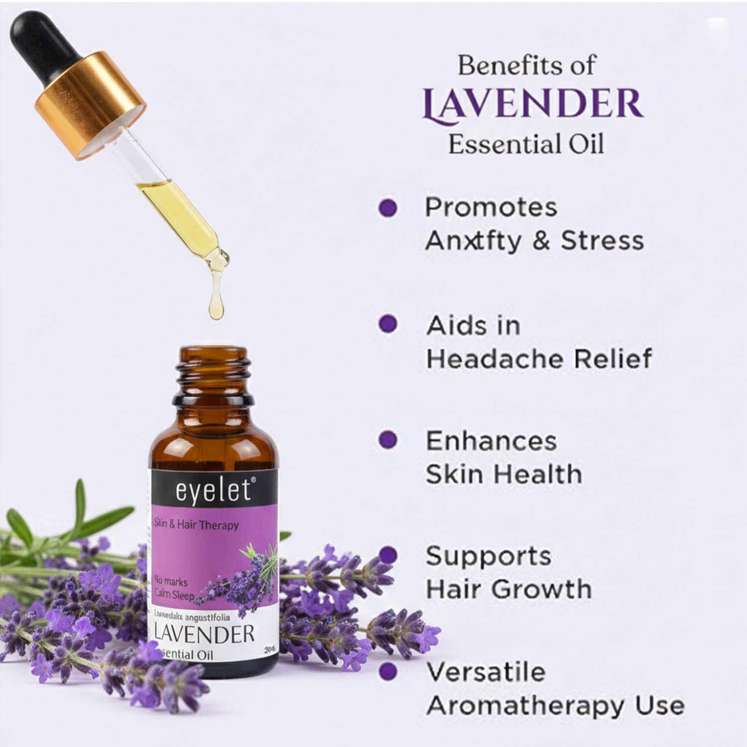 Eyelet Lavender Essential Oil Skin & Hair Therapy Oil for No Marks 30ML