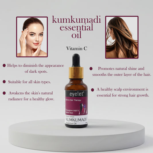 Eyelet Kumkumadi Essential Oil 30ml bottle on white background
