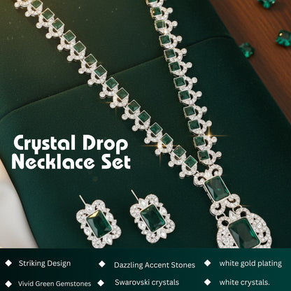 Brilliant Silver-Tone All-Crystal Drop Necklace Set
