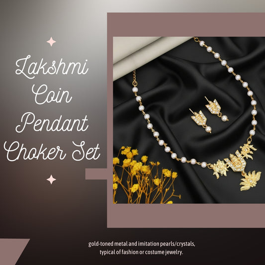 Full view of temple jewellery set with choker & jhumka earrings