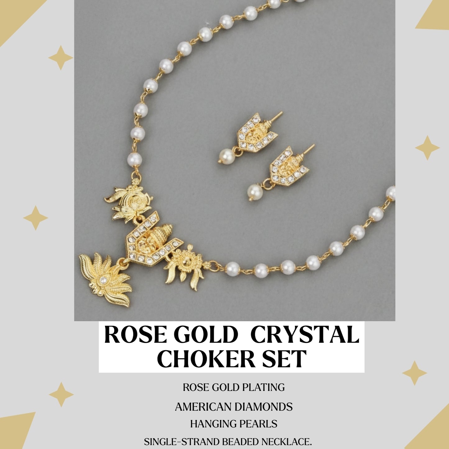 Romantic Rose Gold Ruby Red Crystal Heart Choker Set