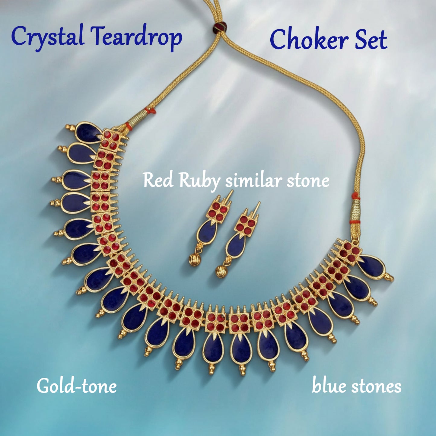 Modern Rose Gold Pave Crystal Teardrop Choker Set