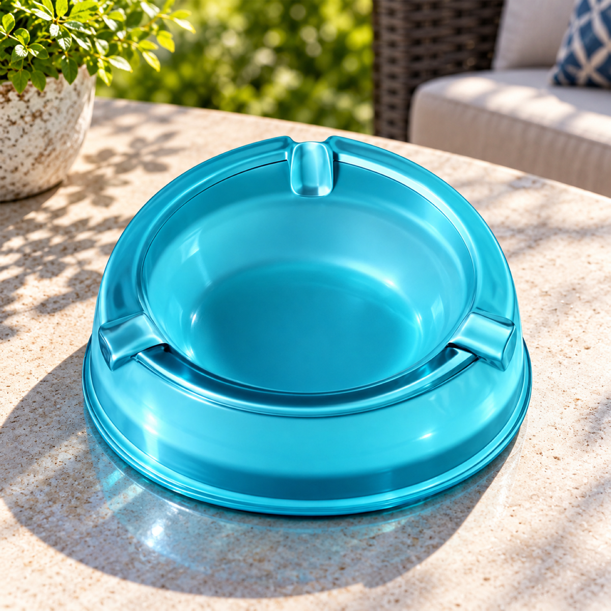 whl282 19207 oblivion trans turquoise blue plastic ashtray 1pc
