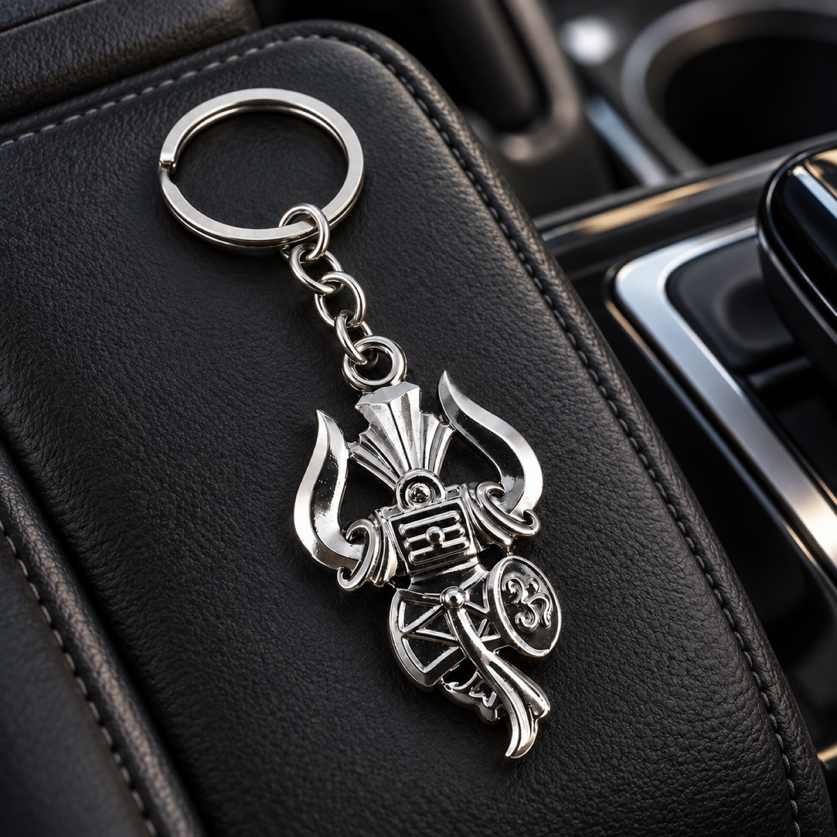 Premium Mahadev Trishul Damru Keychain for Car Bike Spiritual Religious Gift showcase