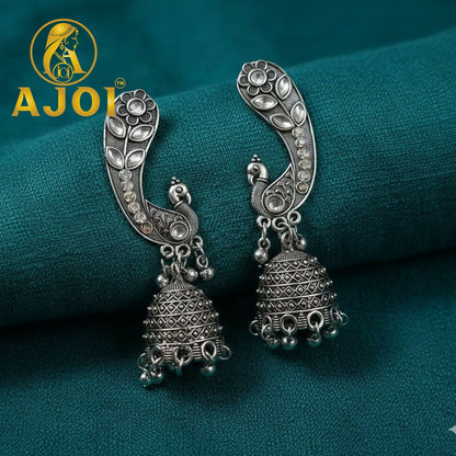 Opulent Floral Peacock Earrings