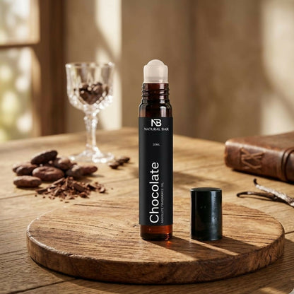 Chocolate luxury attar roll on bottle with elegant design