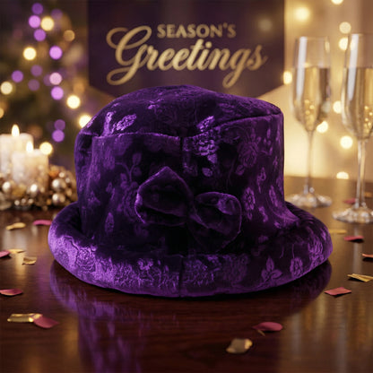 Soft velvet bucket hat angled side view
