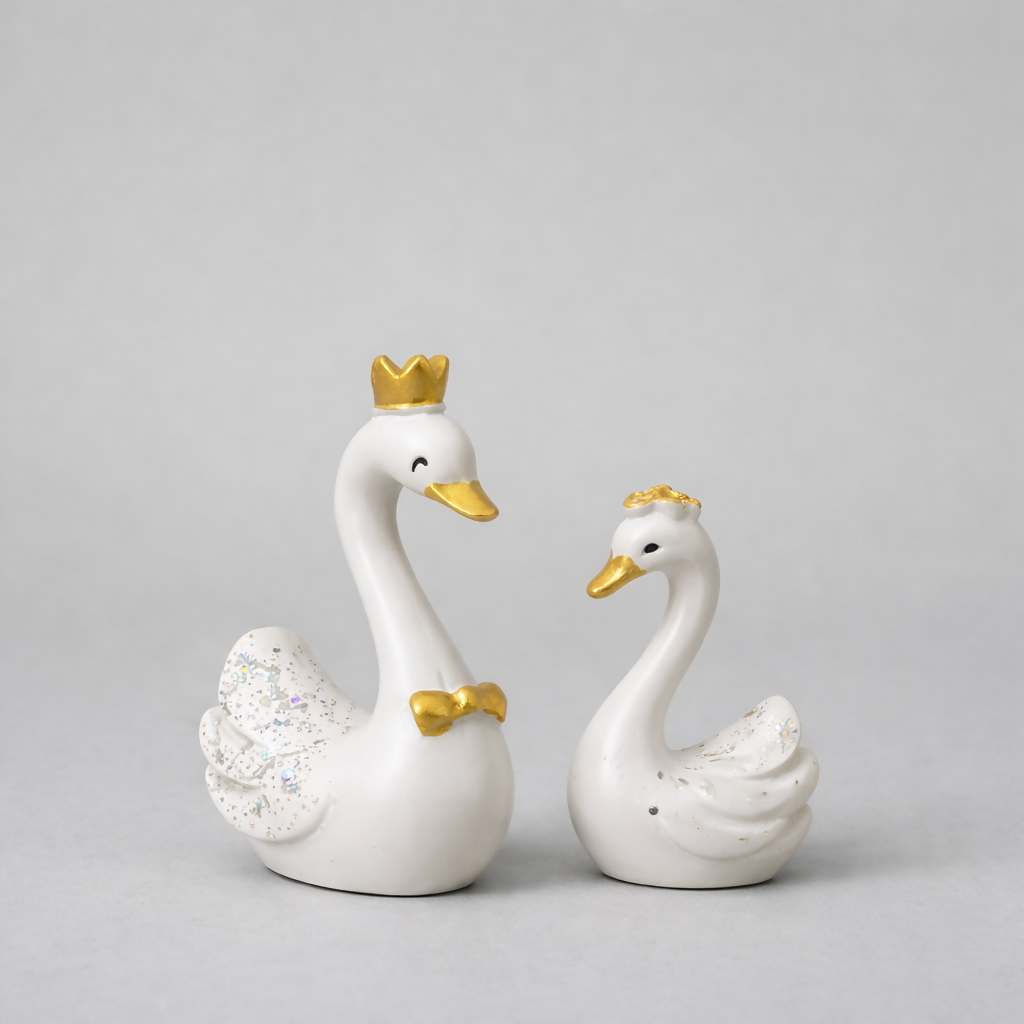 Royal White Swan Couple Love Showpiece – Romantic Home & Bedroom Decor Statue