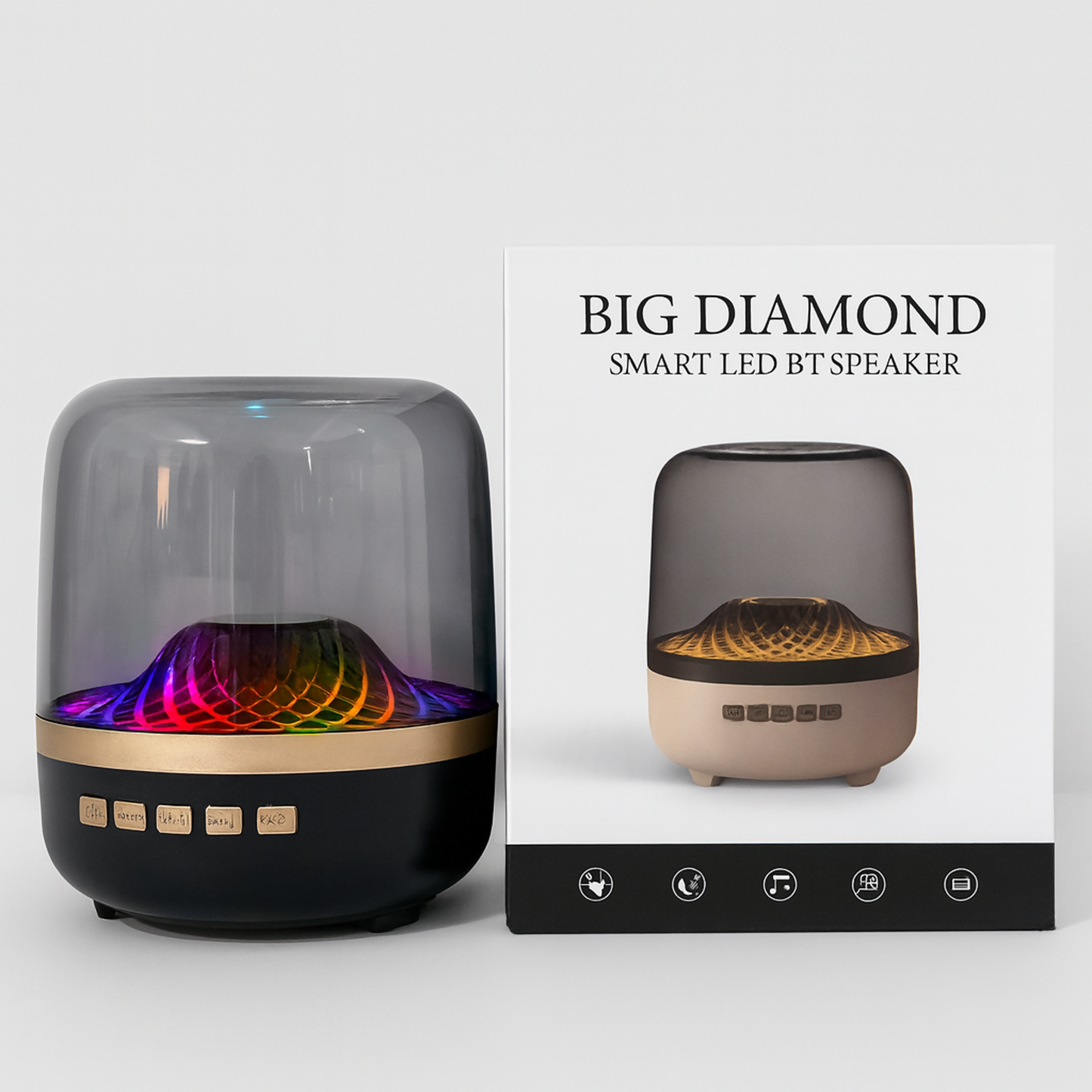 Big Diamond Smart LED Bluetooth Speaker with RGB Light & Clear Bass Sound